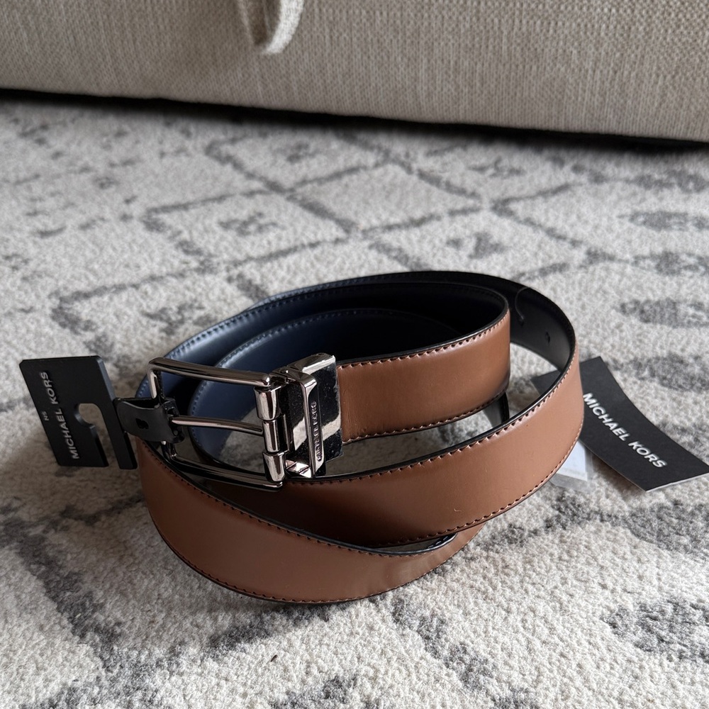 Michael Kors Tan and Black Leather Belt Bag